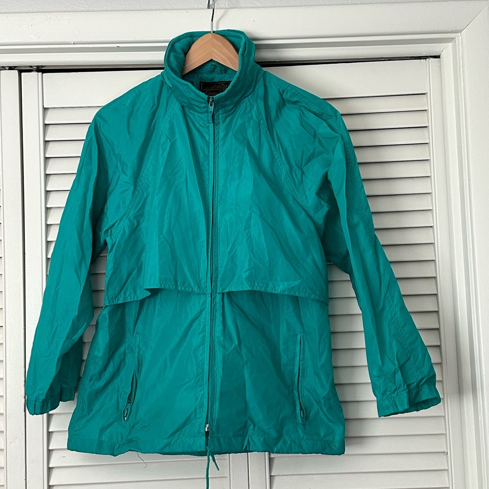 Eddie Bauer Women's Teal Windbreaker Rain Jacket Vintage EUC